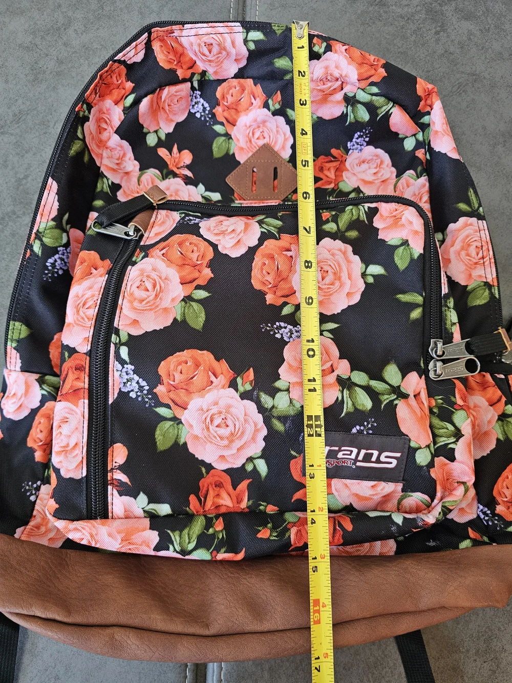 JANSPORT Floral Black & Pink Rose Backpack